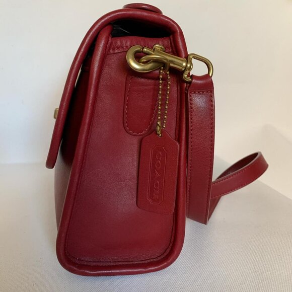 Coach vintage red leather crossbody bag with top handle - Picture 4 of 8